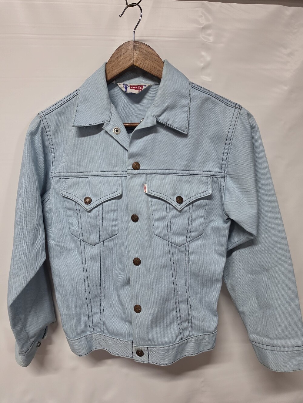 Vintage 70s Levis For Gals Denim Jacket Type III Trucker Light Wash Small 16
